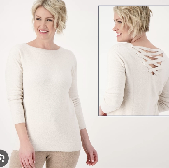 Barefoot dreams cozy chic lite lace back pullover